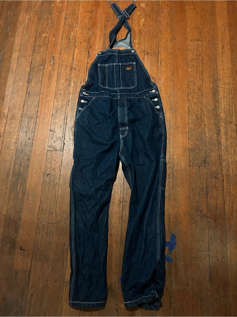 Levi’s blue denim overalls